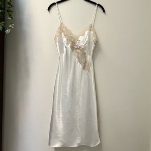 gold tag label victoria’s secret bias cut midi lace slip dress
